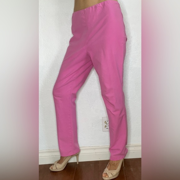 Hot Pink Straight Leg Stretch Women’s Cotton Pants (M) - Picture 2 of 9